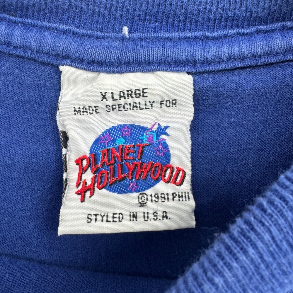 Planet Hollywood Paris Vintage T- Shirt XL Blue Graphic Tee 1991 Vintage Mens - Picture 3 of 6